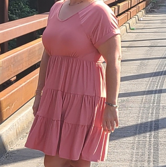 Umgee Canyon Clay V-Neck Tiered Babydoll Dress - Picture 4 of 13